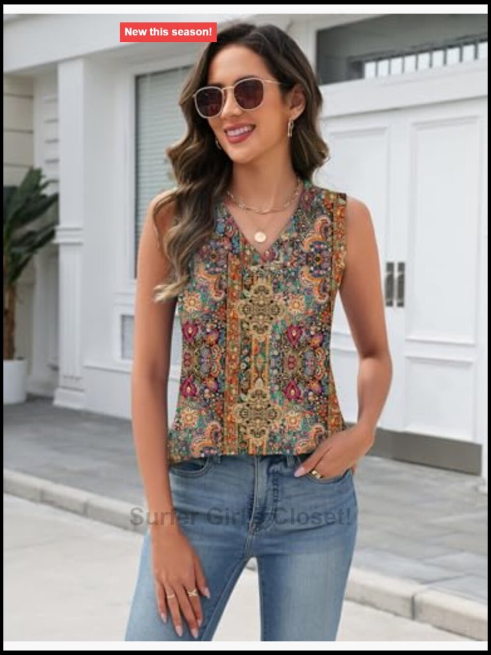 V Neck Loose Fit Sleeveless Tank Top Business Casual Blouses Summer Tops for - Picture 4 of 7